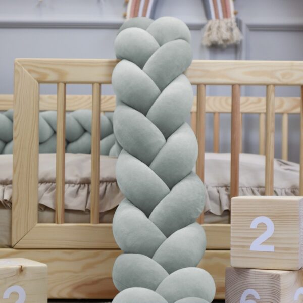 Ochraniacz do łóżeczka warkocz Szałwia velvet