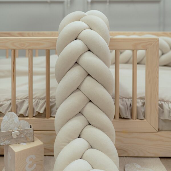 Ochraniacz do łóżeczka warkocz kłos Beż velvet