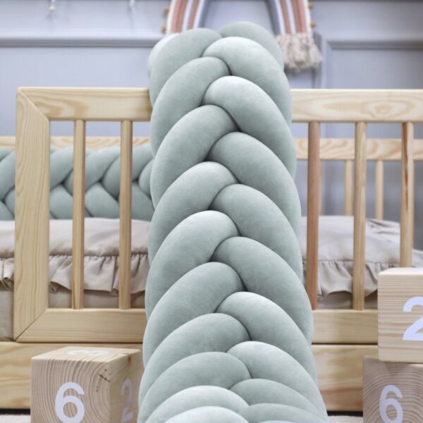 Ochraniacz do łóżeczka warkocz kłos Szałwia velvet