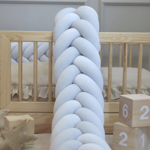 Ochraniacz do łóżeczka warkocz kłos Jasny Szary velvet