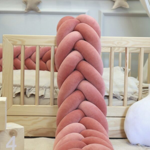 Ochraniacz do łóżeczka warkocz kłos Ceglasty velvet