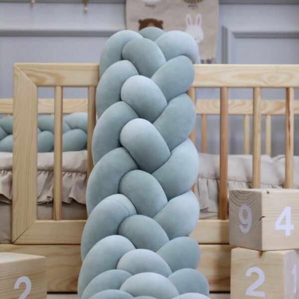 Ochraniacz do łóżeczka 4 pasma w kolorze Szary Błękit